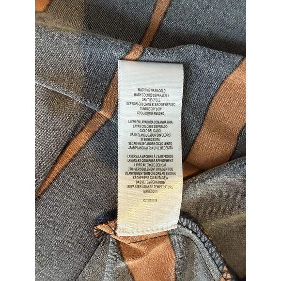 Taylor Women's Black and Rust Stripe Midi Dress Asymmetrical Hem High neck L - Picture 6 of 7